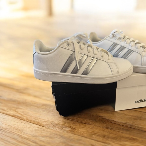 adidas White and Silver Women's Shoes - Picture 2 of 3